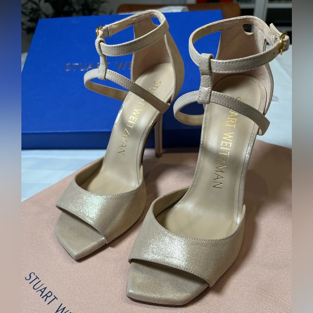 BRAND NEW Stuart Weitzman Anastasia 100 sandals - shimmer suede